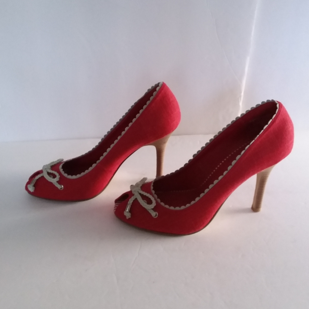 Nine West Red West Cloth Linen with Rope Bow Shoes - Picture 5 of 9